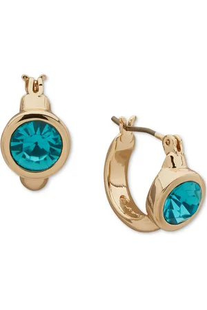 Karl Lagerfeld Gold-Tone Stone Bezel Extra Small Huggie Hoop Earrings, 0.34"
