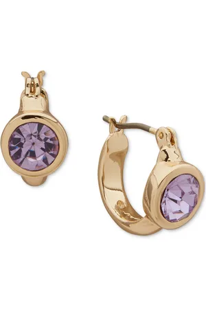 Karl Lagerfeld Gold-Tone Stone Bezel Extra Small Huggie Hoop Earrings, 0.34"