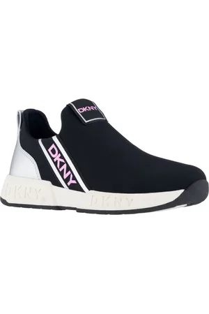 DKNY Toddler Girls Maddie Stripe Slip-On Padded Sneakers - Black, Pink