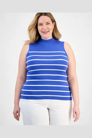 Tahari ASL Plus Size Striped Sleeveless Sweater