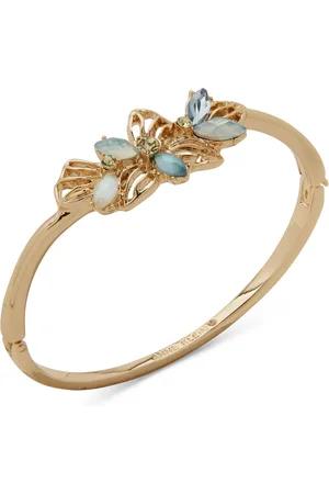 Anne Klein Gold-Tone Mixed Stone Flower Bangle Bracelet