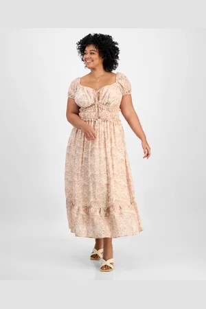 And Now This Trendy Plus Size Puff-Sleeve Floral Maxi Dress, Exclusively at Macy