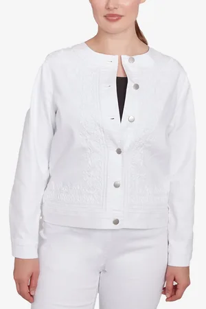 RUBY Petite Dark Stretch Denim Embroidered Jacket