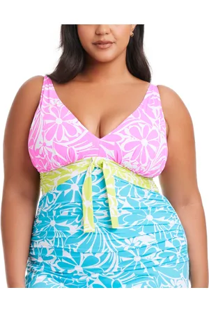 Bleu By Rod Beattie Plus Size Sock It To Me Colorblocked Tankini