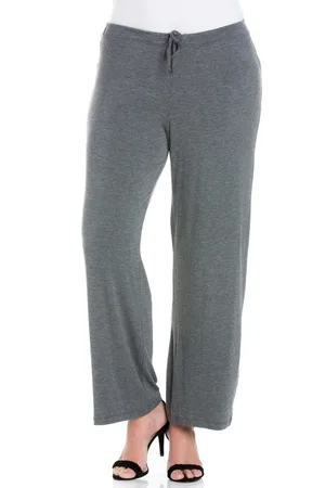 24Seven Comfort Apparel Plus Size Comfortable Stretch Draw String Pants