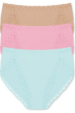 Natori Bliss French Cut Brief Underwear 3-Pack 152058MP - Mint/Cafe/Pink Nectar