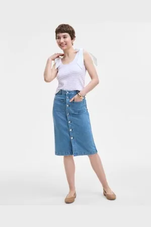 On 34th Womens Bow Shoulder Tank Top Denim Patch Pocket Midi Skirt Exclusively At Macys
