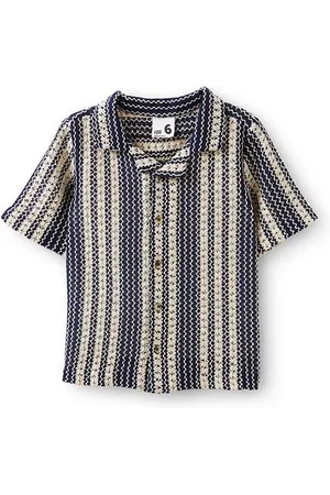 Cotton On Little Boys Little/Big Cabana Short Sleeve Shirt - Squid ink/natural crochet