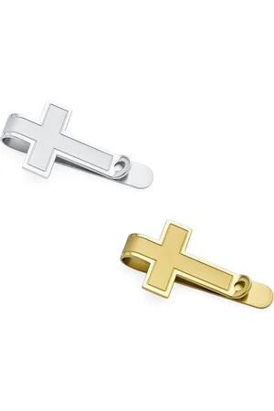 Bling Jewelry Set of 2 Christian Fleur de Lis Cross Money Clip Credit Card Holder Gold Plated