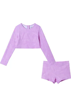 Andy & Evan Toddler/Child Girls Textured Print Rashguard Set