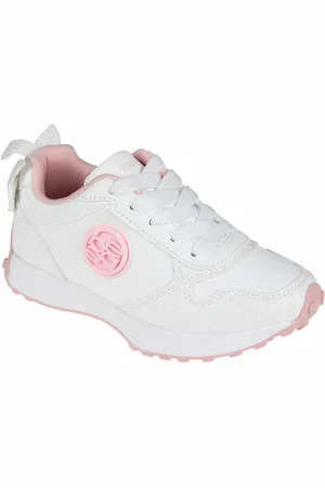Bebe Little Girls with Medallion and Double Layer Bow at Back Jogger Sneakers