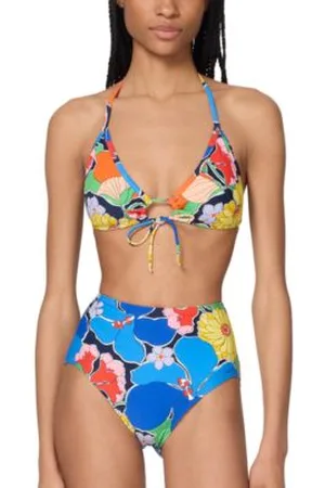 Kate Spade New York Womens Printed Tie Front Bikini Top High Waist Bottoms
