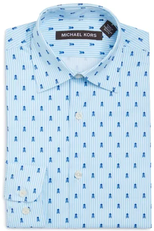 Michael Kors Big Boys Collared Classic Shirt - Blue, White