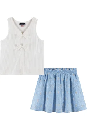 Andy & Evan Big Girls Toddler/Child White Rib Knit Tank and Skirt Set