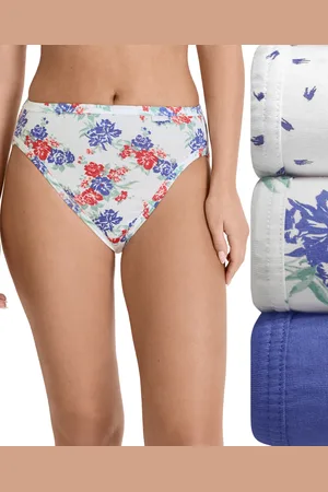 Jockey Elance French Cut 3 Pack Underwear 1485 1487, Extended Sizes - Future Dusk/brush Dot Grape-print/floral