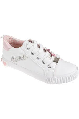 Bebe Little Girls Low Top with Rhinestones Beads and Plate Sneakers