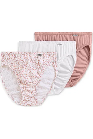 Jockey Elance French Cut 3 Pack Underwear 1485 1487, Extended Sizes - White/prim Floral/earth Rose