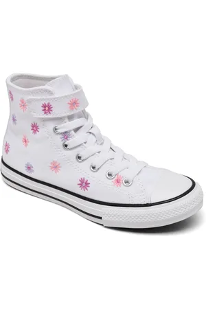 Converse Little Girls Chuck Taylor All Star Florals High Top Casual Sneakers from Finish Line - White, Jellyfish