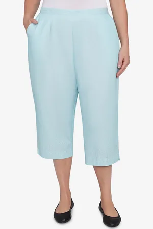 Alfred Dunner Plus Size St. Thomas Heat Set Embroidered Capri Pants