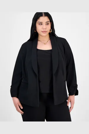 Bar Iii Trendy Plus Size Knit Drape-Front Blazer, Created for Macy