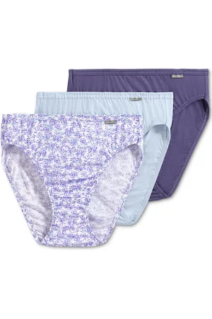 Jockey Elance French Cut 3 Pack Underwear 1485 1487, Extended Sizes - Midnight Iris/bouquet Bloom/frothy Blue