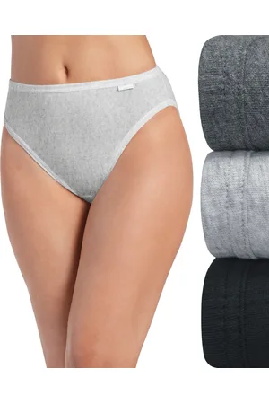 Jockey Elance French Cut 3 Pack Underwear 1485 1487, Extended Sizes - Grey Heather/Charcoal Grey Heather/Black