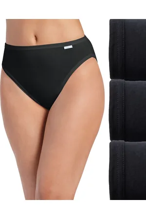 Jockey Elance French Cut 3 Pack Underwear 1485 1487, Extended Sizes - Black/Black/Black