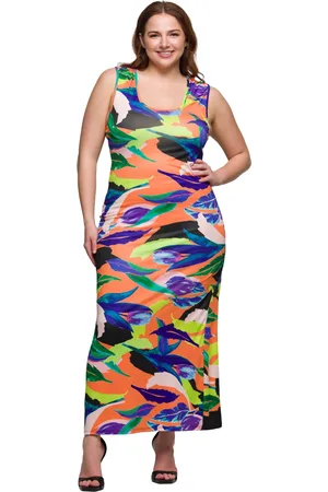 24Seven Comfort Apparel Plus Size Razorback Tank Casual Maxi Dress