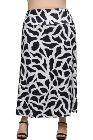 24Seven Comfort Apparel Plus Size Elastic Waist A-Line Maxi Skirt