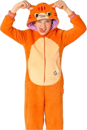 OppoSuits Little and Big Boys Red Cat Onesie