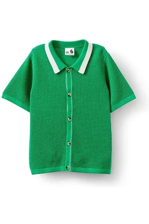 Cotton On Boys Knitted Short Sleeve Shirt - Island green/waffle