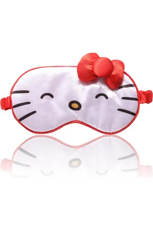 Hello Kitty Sanrio Sleep Mask - Soft Plush Eye Cover - White, red, yellow, black