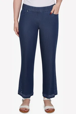 RUBY Petite Eyelet Embroidered Dark Bootcut Jeans