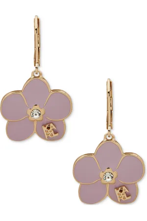Karl Lagerfeld Gold-Tone Enamel Flower Logo Drop Earrings - GLD/LAVENDER