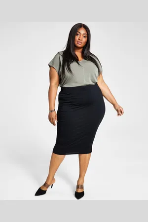 Bar Iii Trendy Plus Size Bodycon Jersey Midi Skirt, Created for Macy