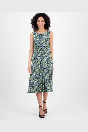 Connected Petite Printed Sleeveless Midi Dress