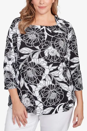 RUBY Plus Size Bold Poppies Envelope Neck Top