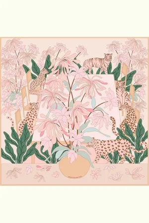 Jessie Zhao New York Double Sided Silk Scarf Of Jungle Gathering