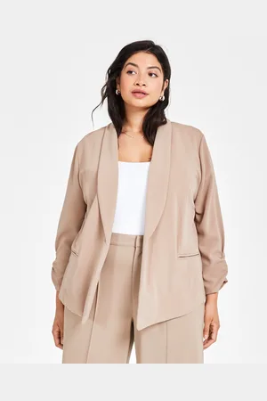 Bar Iii Trendy Plus Size Knit Drape-Front Blazer, Created for Macy