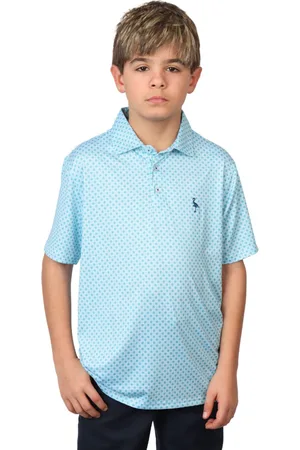 Tailorbyrd Boys Geo Floral Printed Performance Short Sleeve Polo