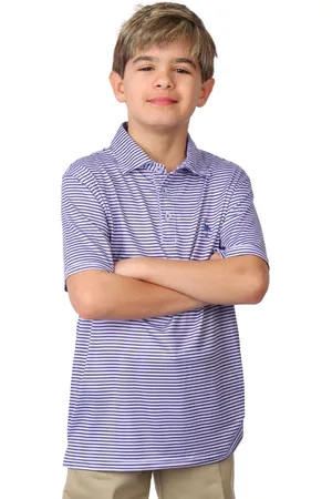 Tailorbyrd Boys Multi Stripes Printed Performance Short Sleeve Polo