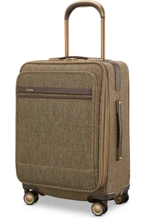 Hartmann 10.63" Tweed Carry on Spinner Luggage - Tweed/ Natural Leather