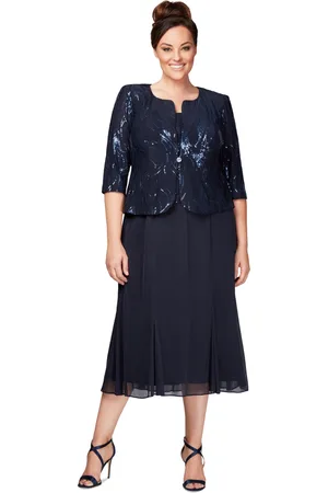 Alex Evenings Plus Size Sequined Chiffon Dress and Jacket
