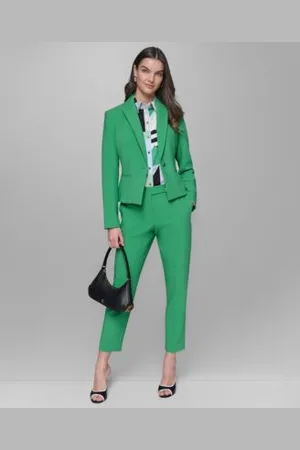 Karl Lagerfeld Womens Single Button Blazer Printed Blouse Straight Leg Trousers