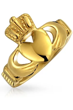 Bling Jewelry Stainless Steel Heart Band Celtic Friendship Ring Silver Gold Tone Claddagh