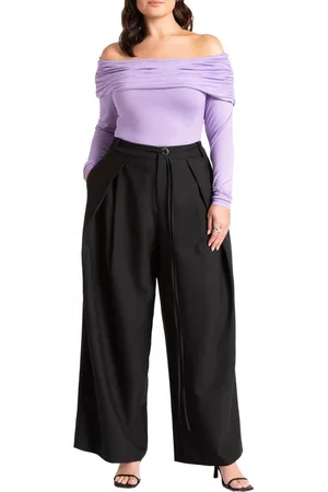 Eloquii Plus Size Pleat Detail Trouser With Long Belt