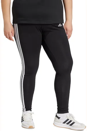 adidas Plus Size Essentials 3-Stripes Cotton Leggings - Black/White