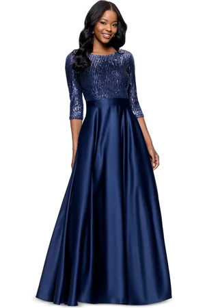 Betsy & Adam Petite Embellished Satin Gown