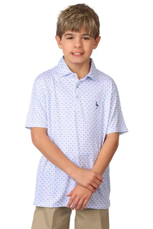 Tailorbyrd Boys Golf Carts Printed Performance Short Sleeve Polo