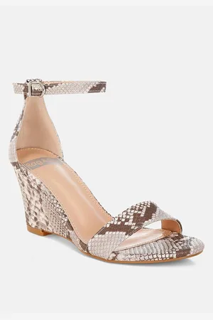 RAG & CO Kodor Snake Print Slim Wedge Heel Sandals
